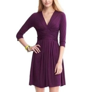 Three-Quarter Sleeve Wrap-Tie Dress Purple
